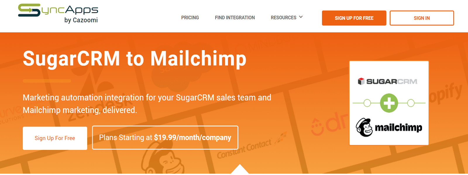 Sugarcrm to Mailchimp