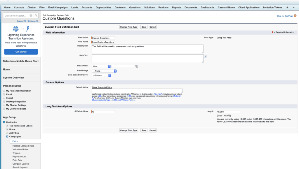 custom questions in Salesforce from Eventbrite