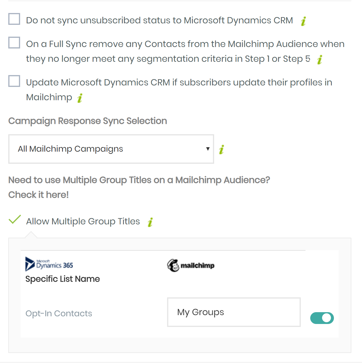 NetSuite and Dynamics 365 to Mailchimp MultiGroups