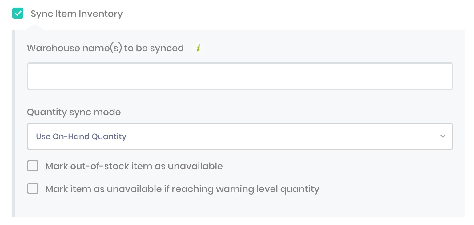 Options for Quantity Sync Mode for Handshake for NetSuite and Xero