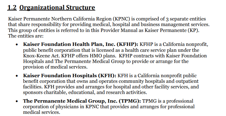 Kaiser Permanente Organizational Structure