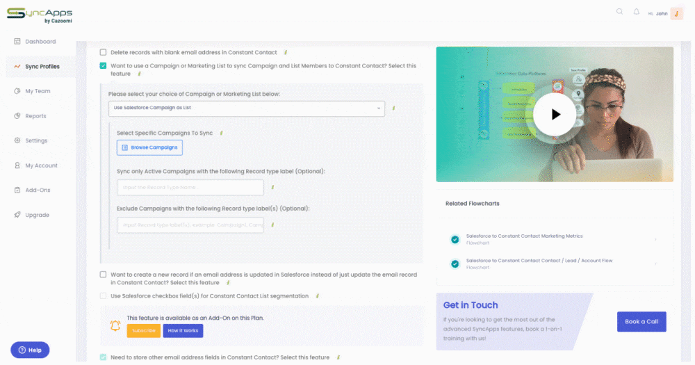 select a specific campaign to sync