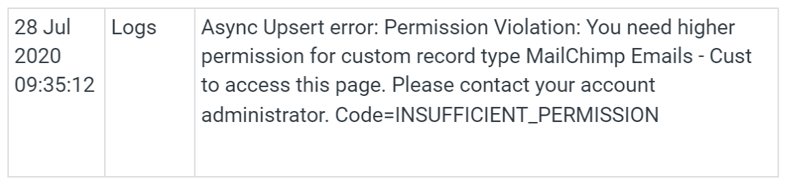 NetSuite for Mailchimp Error