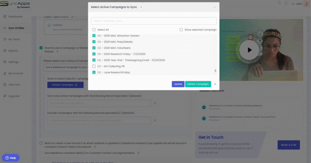 Want to use a Campaign or Marketing List to sync Campaign and List Members to Constant Contact