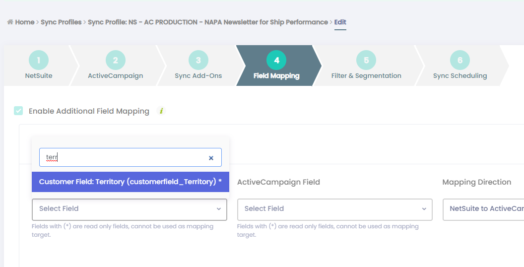 Territory Fields for the Contact Object in NetSuite.
