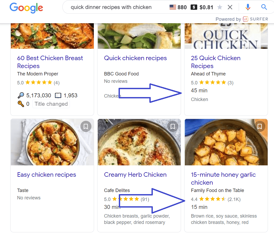 Google Search nifty boxes have time stamps